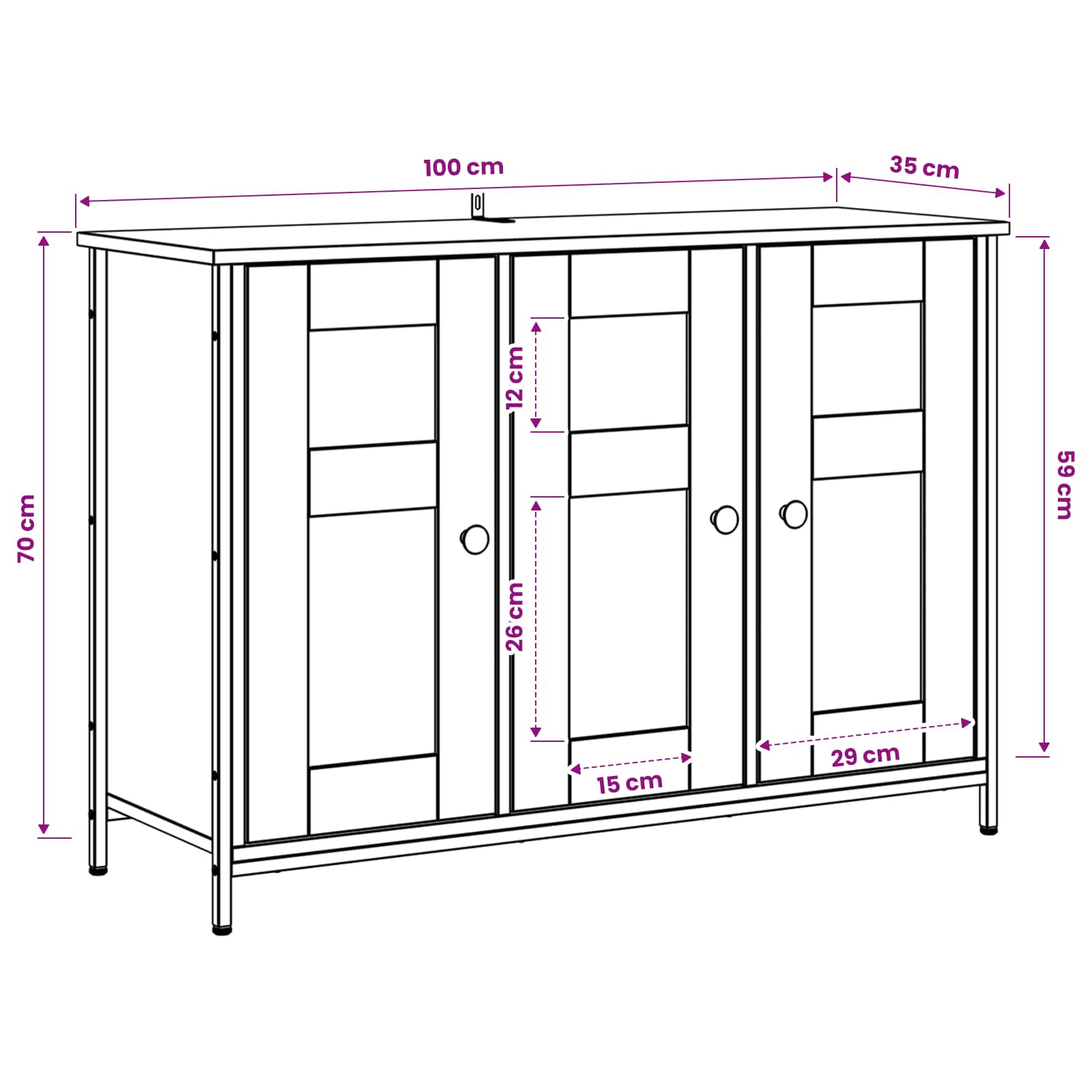Sideboard 100 X 35 X 70 Cm Holzwerkstoff