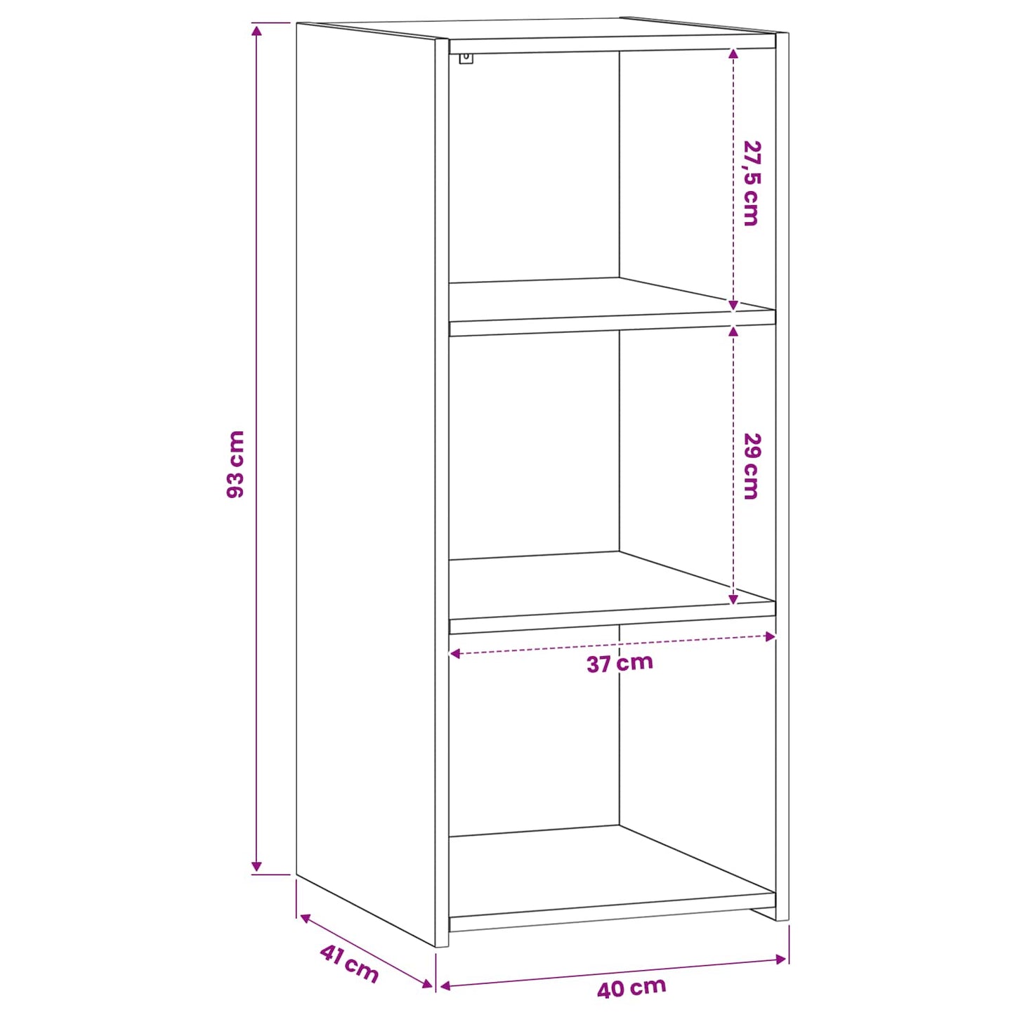 Sideboard 40 X 41 X 93 Cm Holzwerkstoff