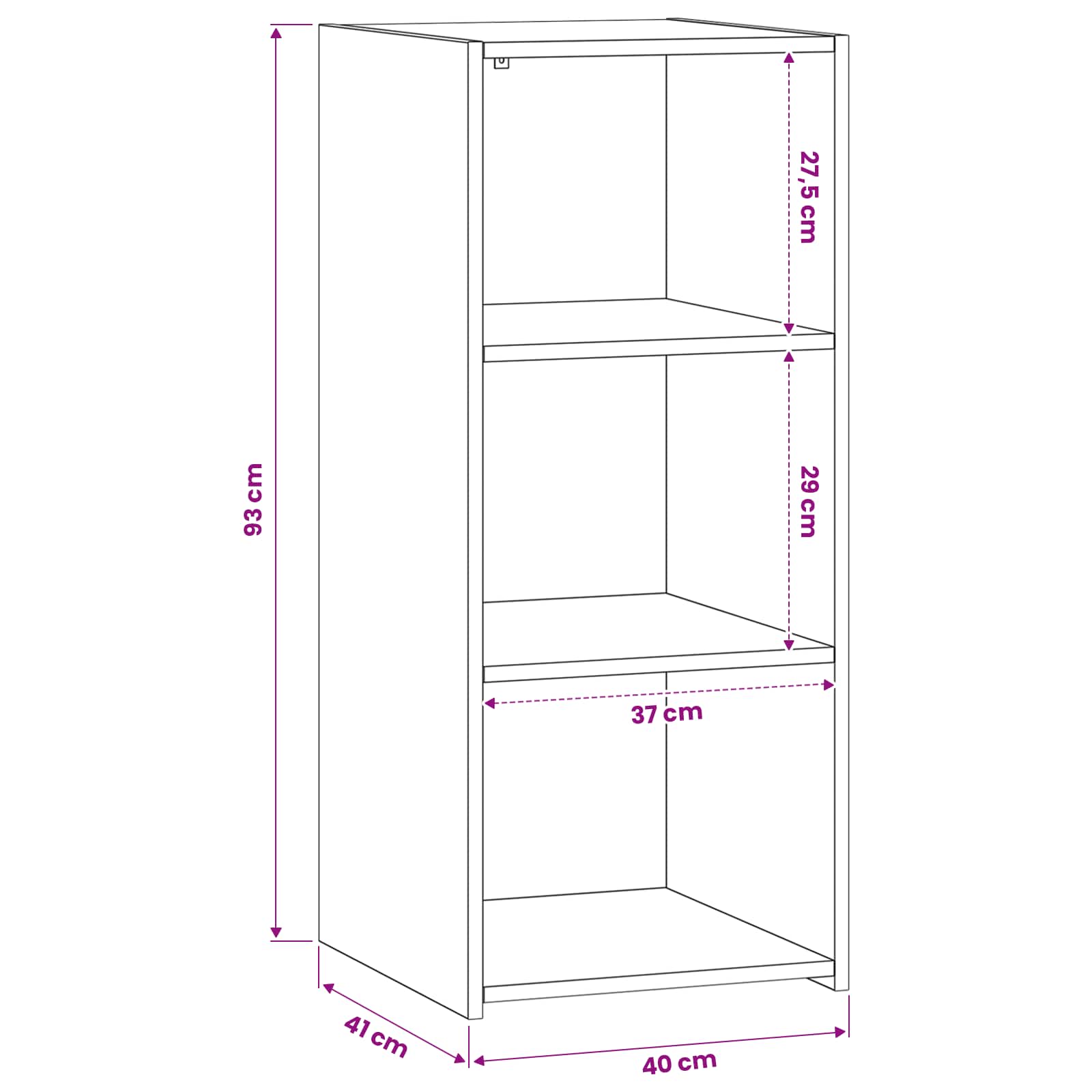 Sideboard 40 X 41 X 93 Cm Holzwerkstoff