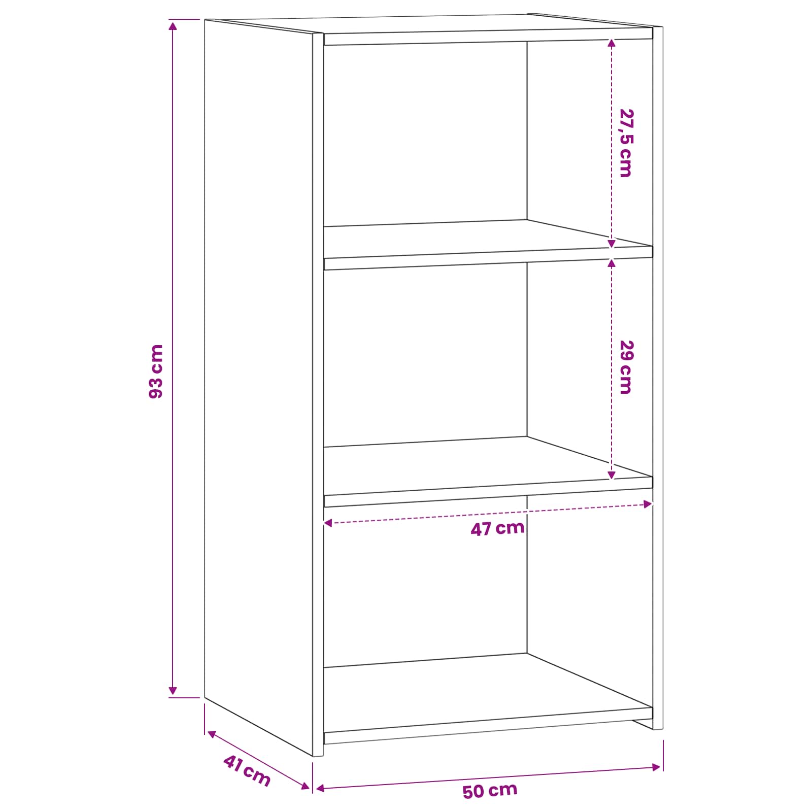 Sideboard 50 X 41 X 93 Cm Holzwerkstoff
