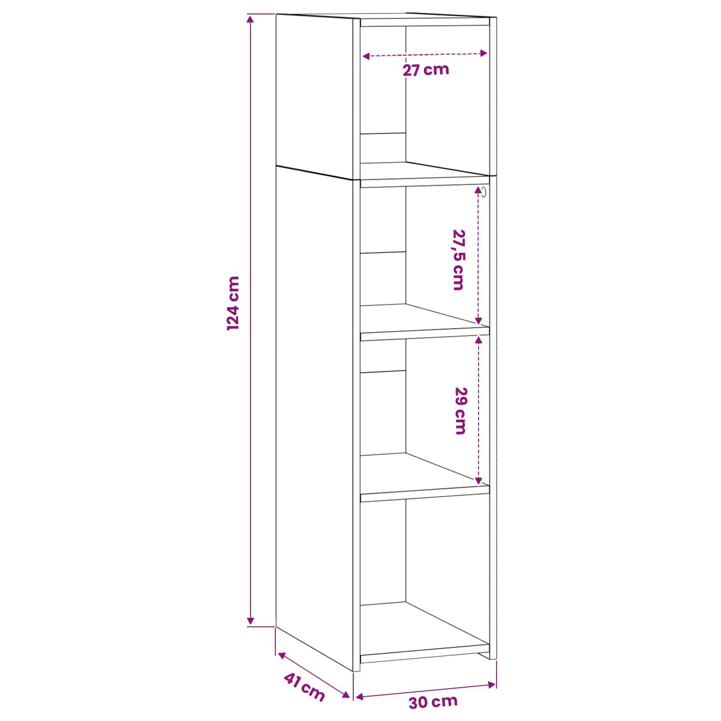Highboard 30 X 41 X 124 Cm Holzwerkstoff