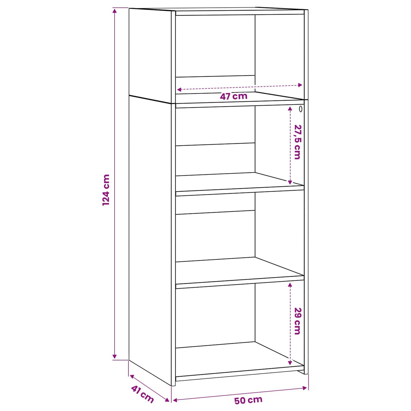 Highboard 50 X 41 X 124 Cm Holzwerkstoff