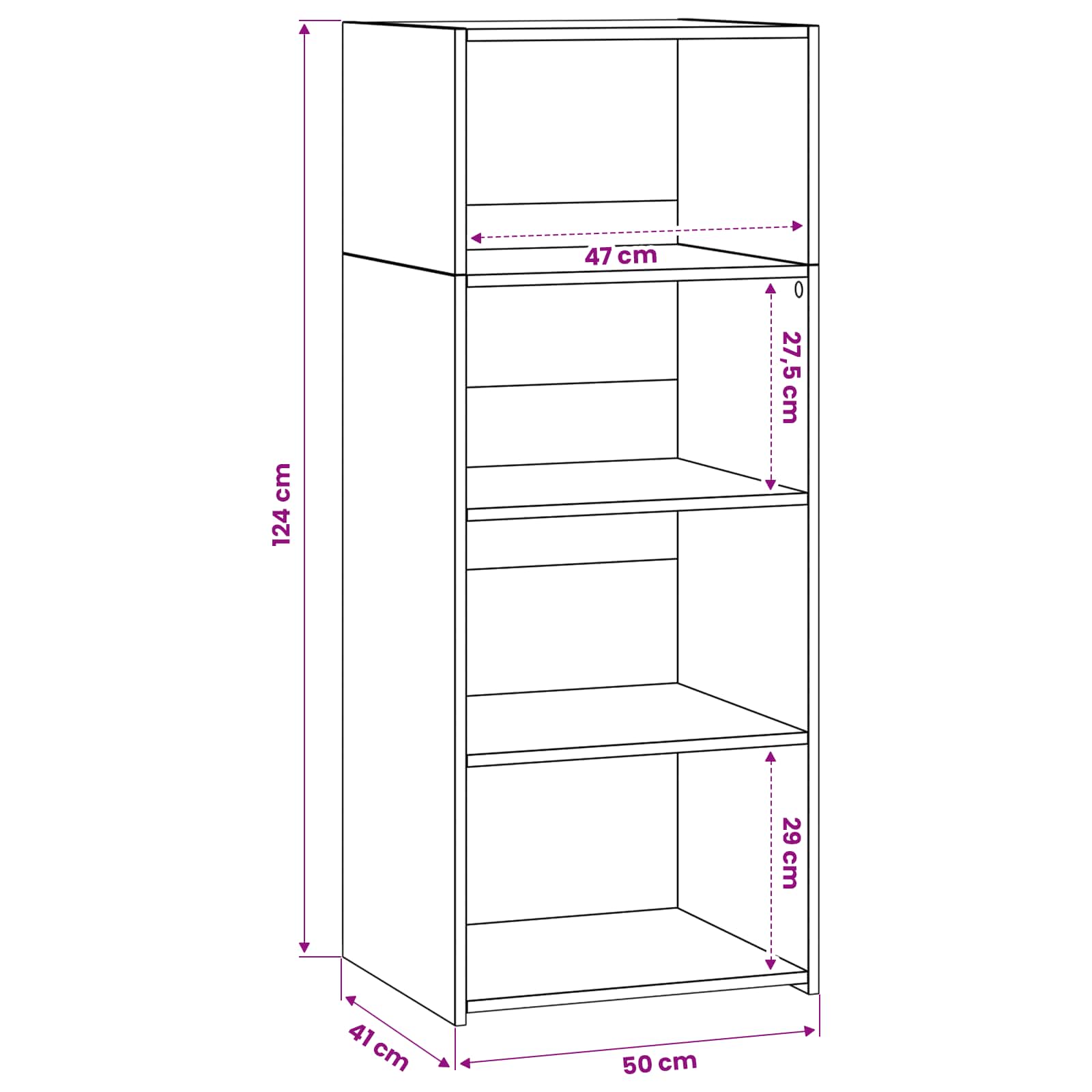 Highboard 50 X 41 X 124 Cm Holzwerkstoff