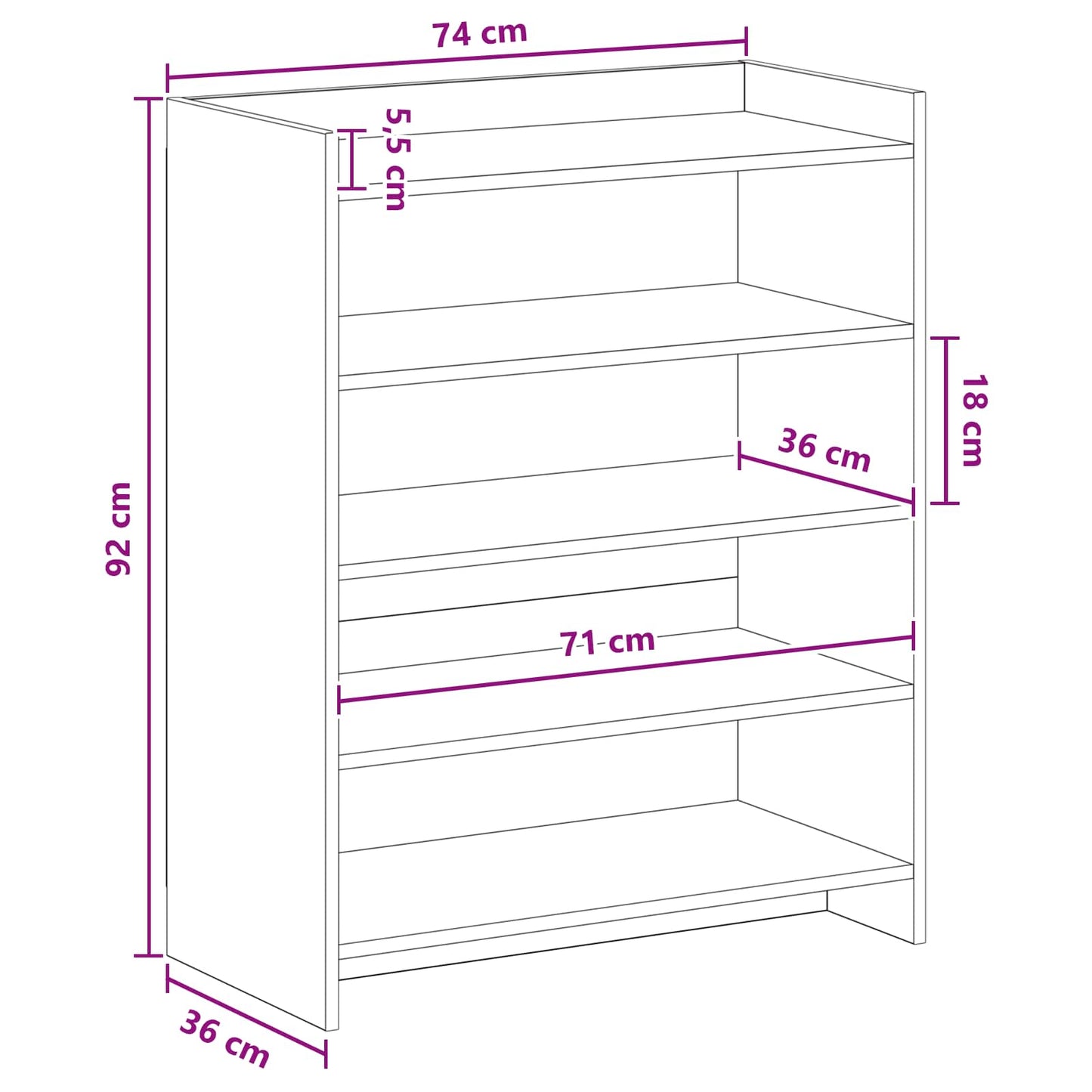 Schuhschrank Mit Speicher 73,5 X 36 X 92 Cm Holzwerkstoff