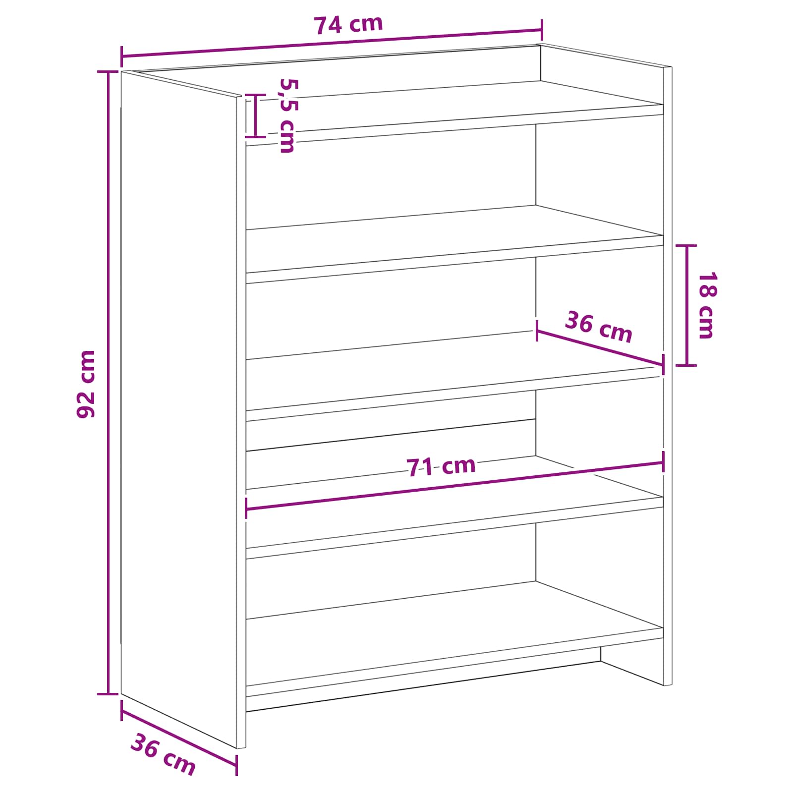 Schuhschrank Mit Speicher 73,5 X 36 X 92 Cm Holzwerkstoff