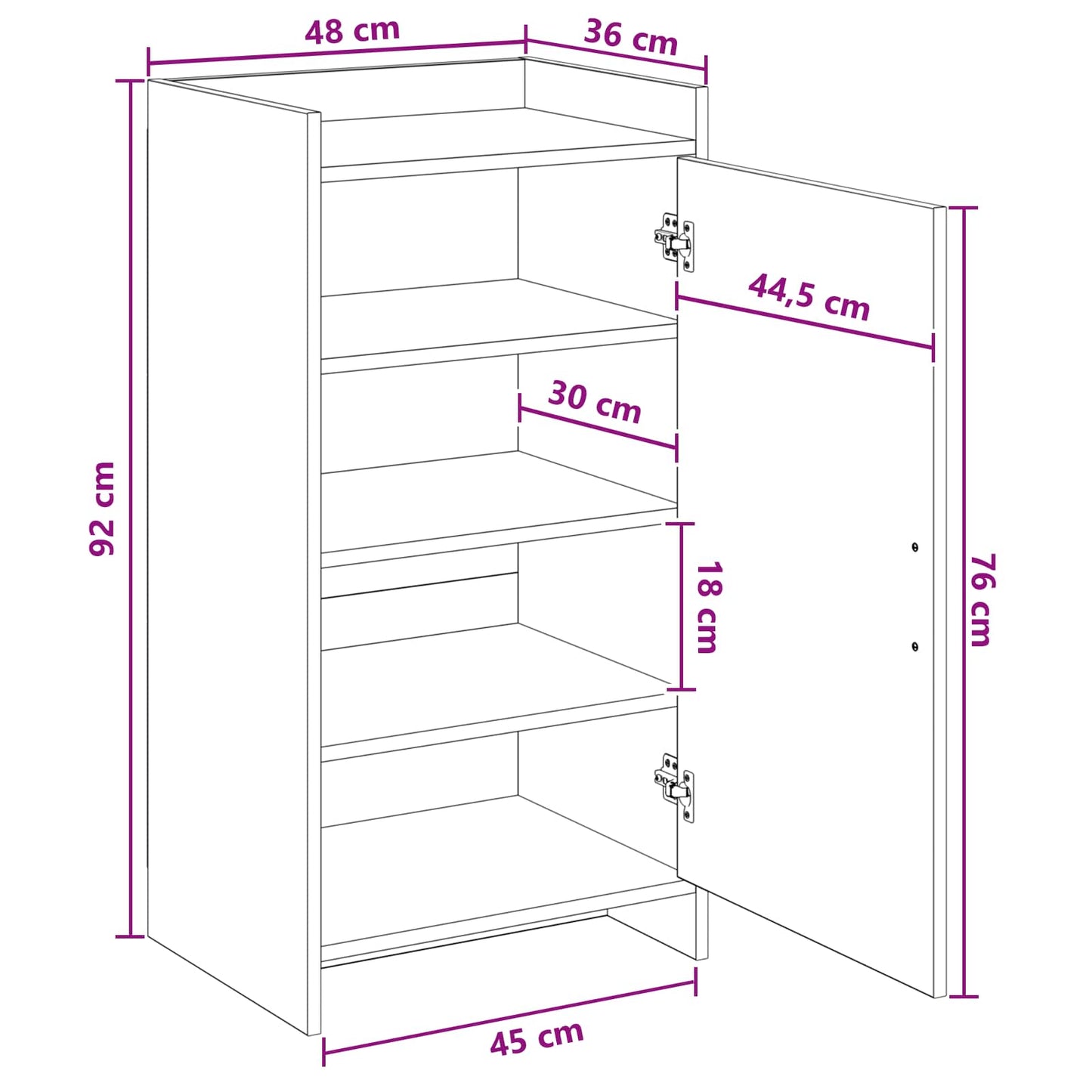 Schuhschrank Mit Speicher 48 X 36 X 92 Cm Holzwerkstoff