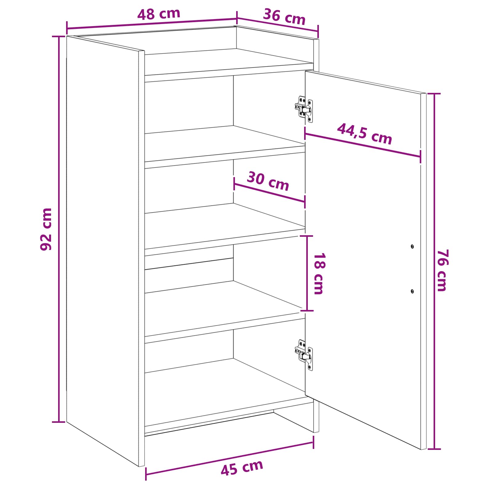 Schuhschrank Mit Speicher 48 X 36 X 92 Cm Holzwerkstoff