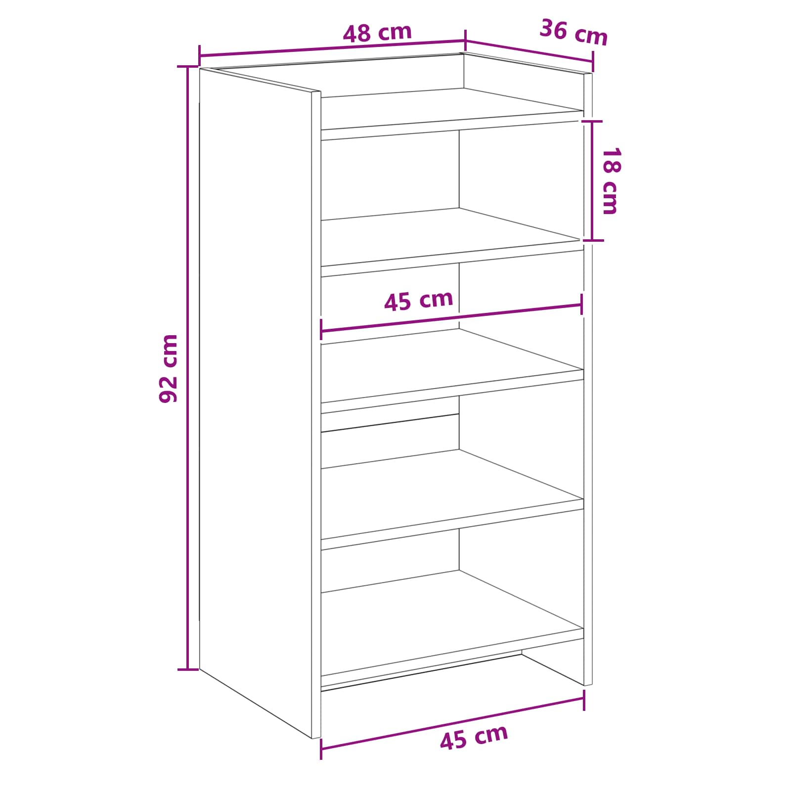 Schuhschrank Mit Speicher 48 X 36 X 92 Cm Holzwerkstoff