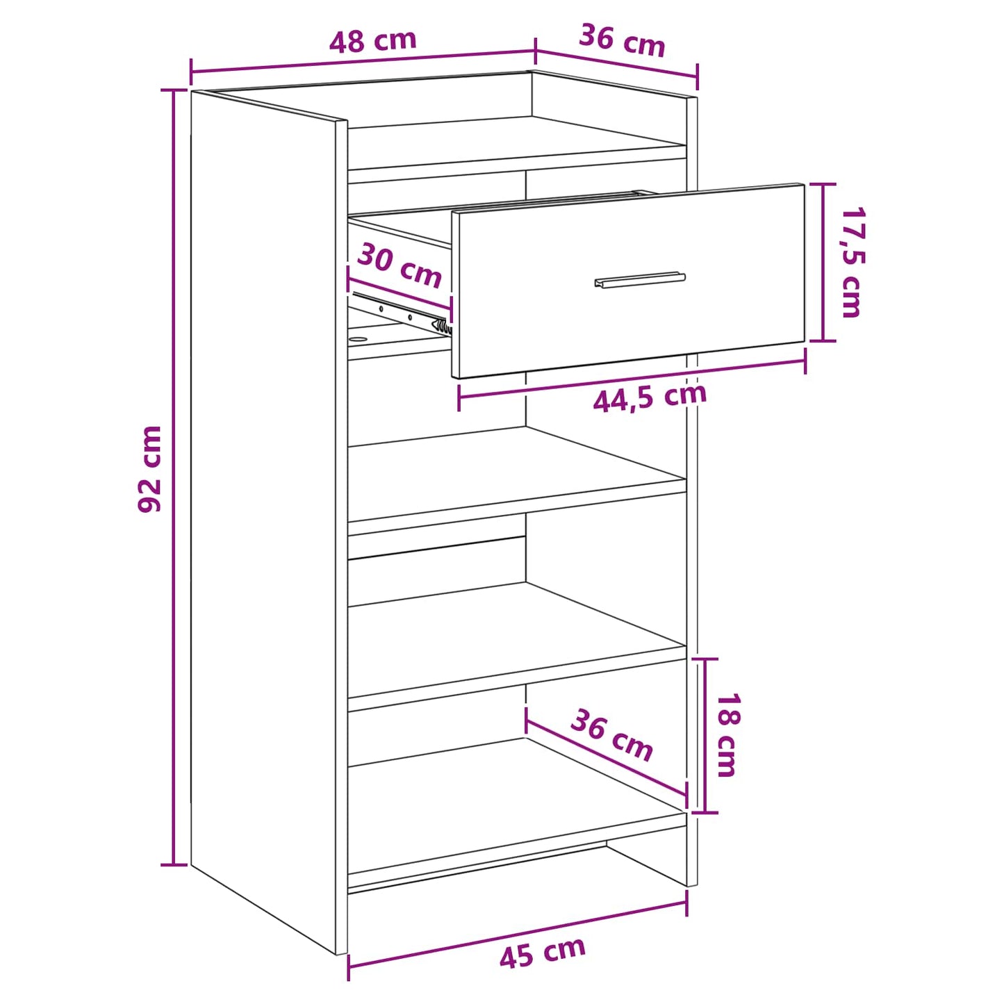 Schuhschrank Mit Schubladen 48 X 36 X 92 Cm Holzwerkstoff