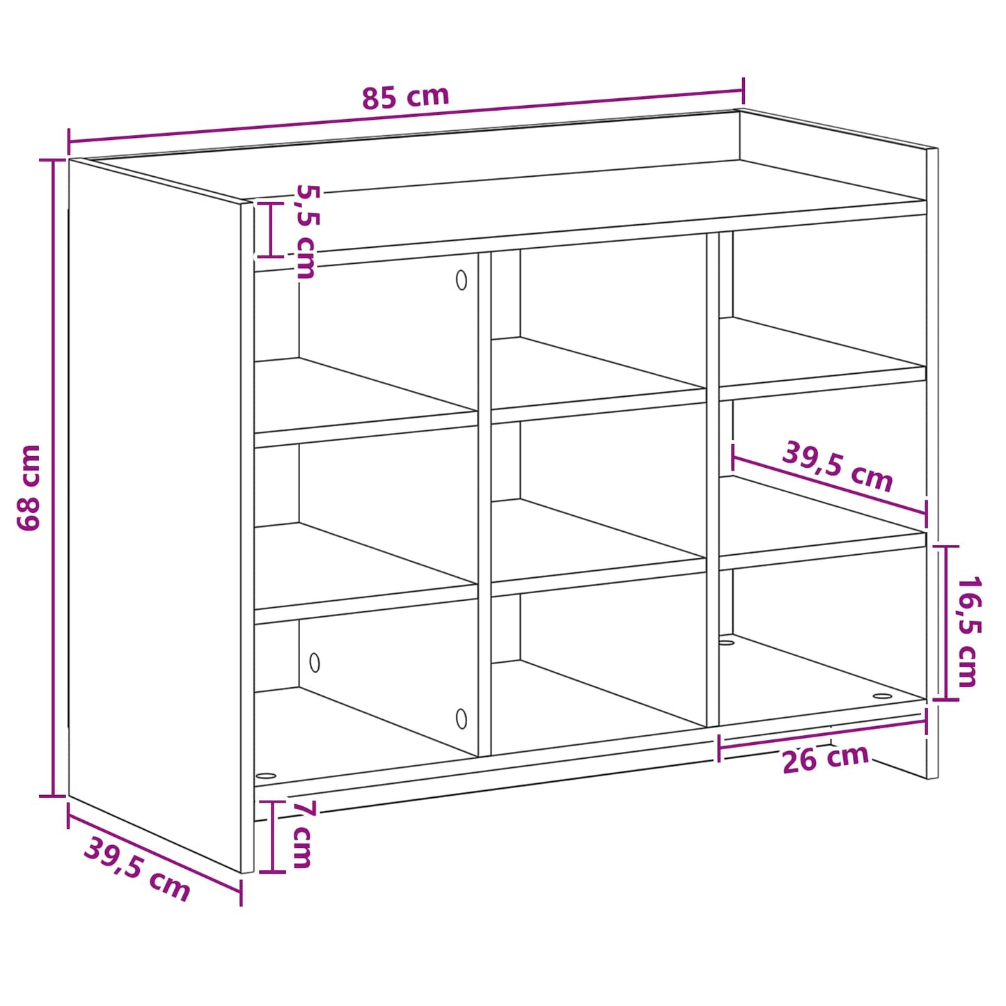 Schuhschrank Mit Speicher 85 X 39,5 X 70 Cm Holzwerkstoff