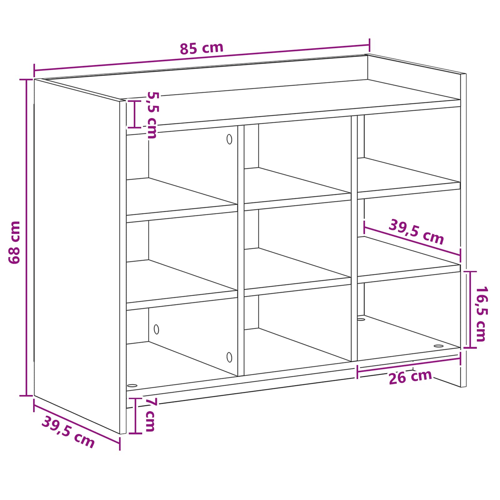 Schuhschrank Mit Speicher 85 X 39,5 X 70 Cm Holzwerkstoff