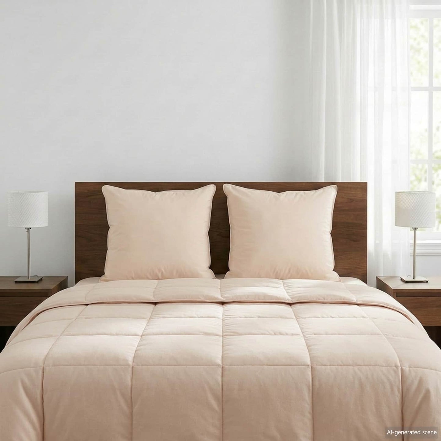 Kopfkissen 2 Pcs Beige 50 X 50 Cm Kapokfaser
