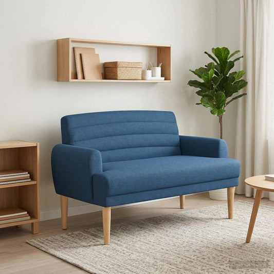 Zweisitzer Mit Knopfheftung Blau 116 X 67 X 80 Cm Stoff