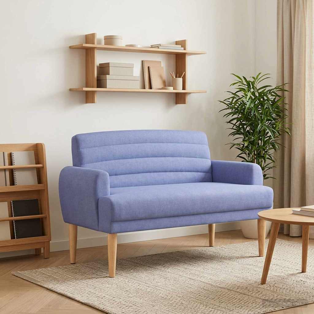 Zweisitzer Mit Knopfheftung Jeans Blau 116 X 67 X 80 Cm Stoff