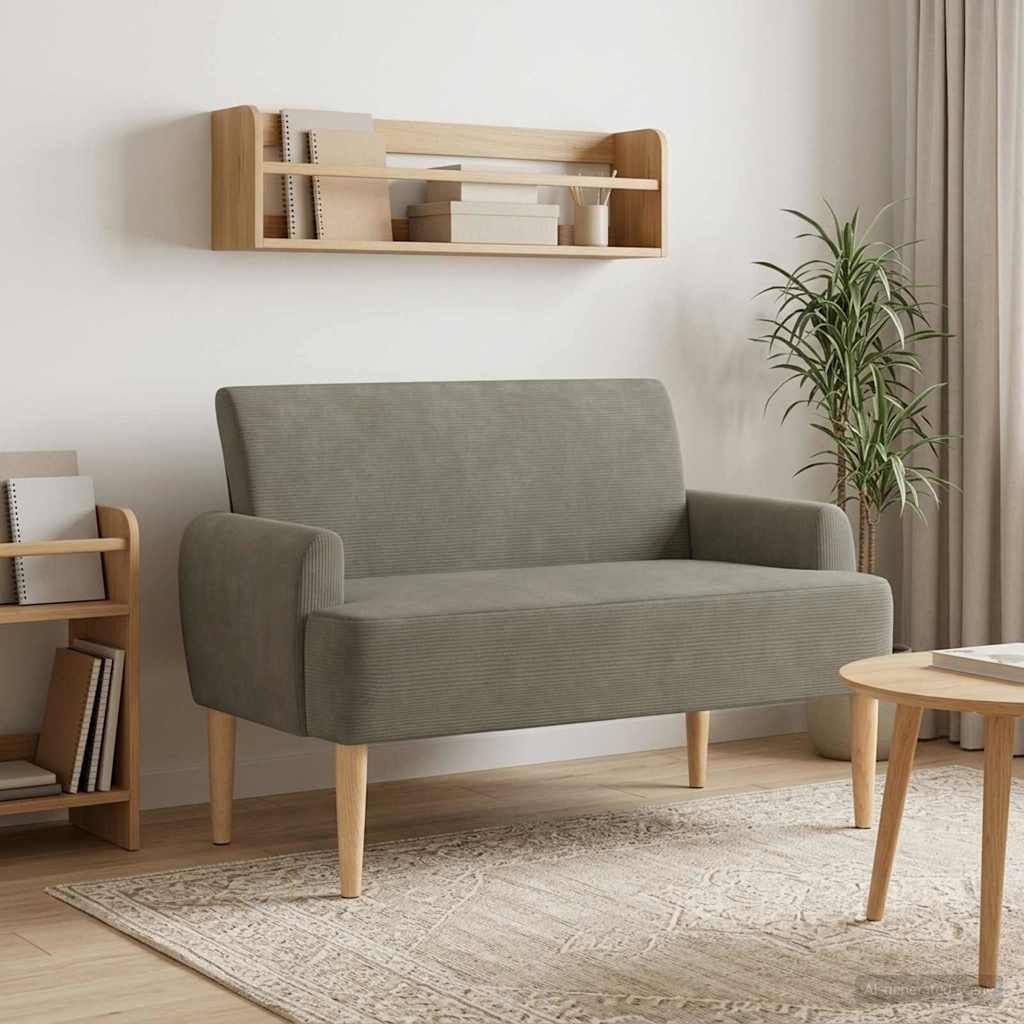 Zweisitzer Mit Knopfheftung Hellgrau 116 X 67 X 81 Cm Cordstoff