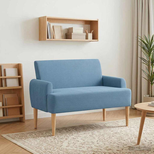 Zweisitzer Mit Knopfheftung Blau 116 X 67 X 81 Cm Cordstoff
