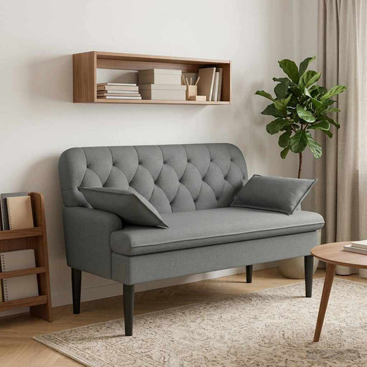 Zweisitzer Mit Knopfheftung Dunkelgrau 111 X 68 X 80 Cm Stoff