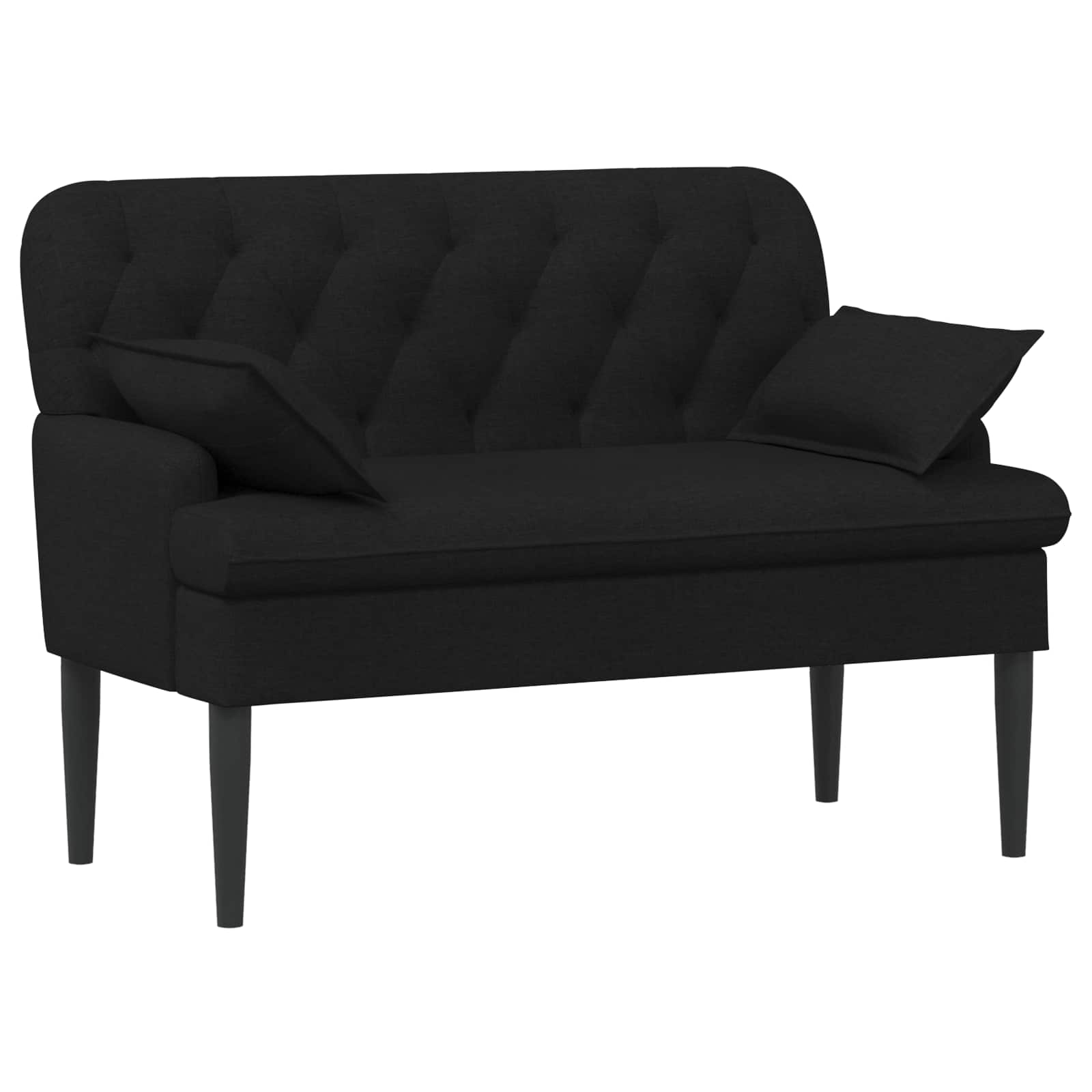 Zweisitzer Mit Knopfheftung Schwarz 111 X 68 X 80 Cm Stoff