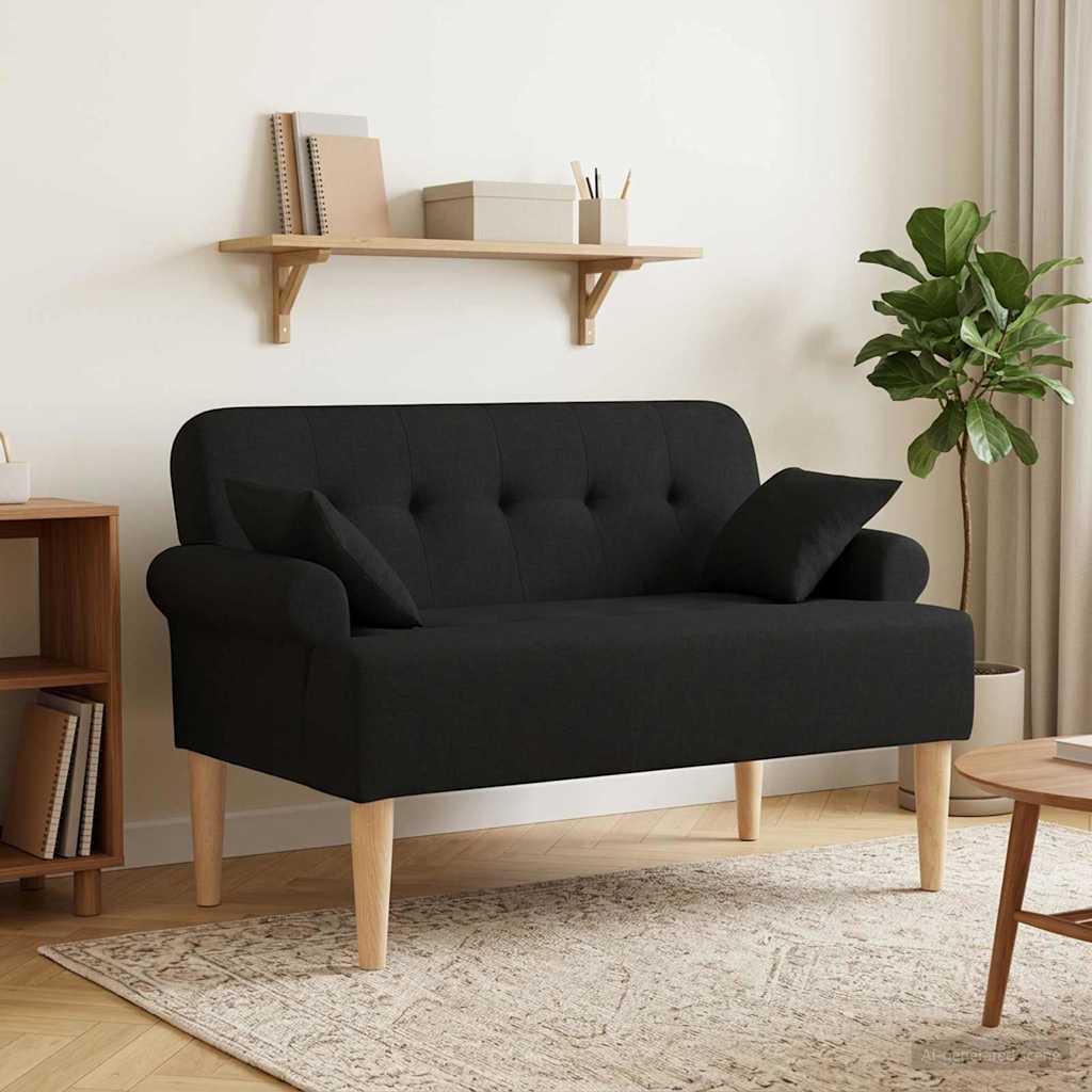 Zweisitzer Mit Knopfheftung Schwarz 120 X 65 X 79 Cm Stoff