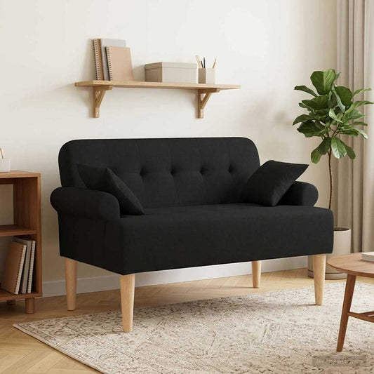 Zweisitzer Mit Knopfheftung Schwarz 120 X 65 X 79 Cm Stoff