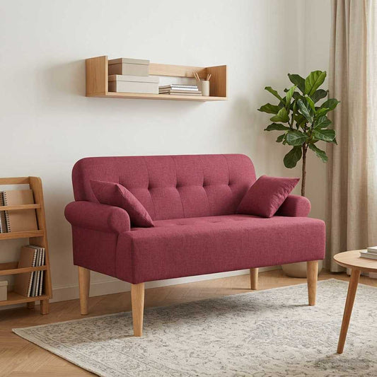 Zweisitzer Mit Knopfheftung Weinrot 120 X 65 X 79 Cm Stoff