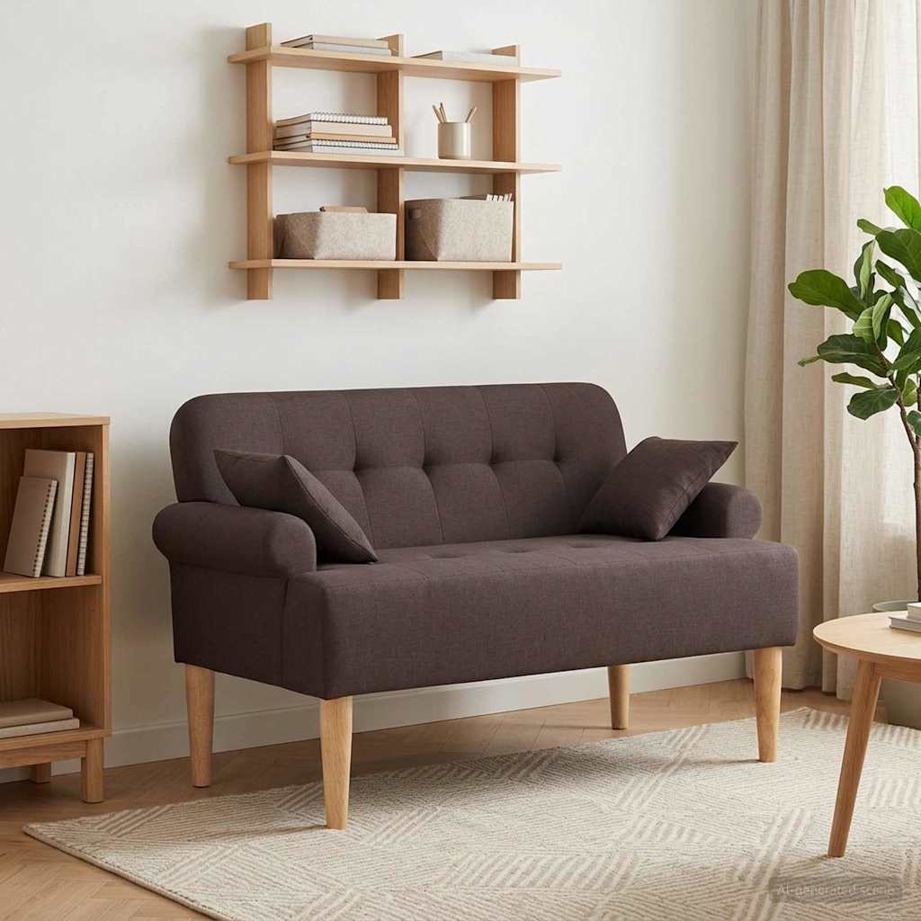Zweisitzer Mit Knopfheftung Dunkelbraun 120 X 65 X 79 Cm Stoff