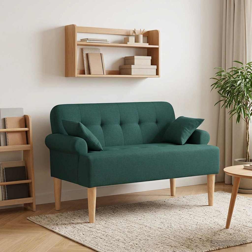 Zweisitzer Mit Knopfheftung Dunkelgrün 120 X 65 X 79 Cm Stoff