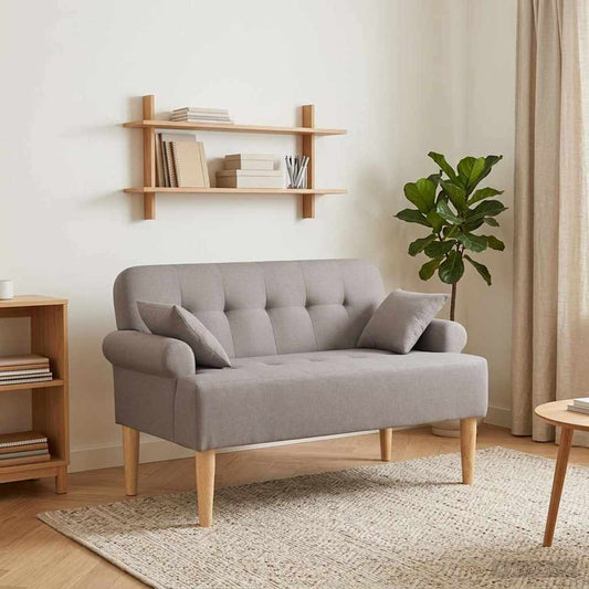 Zweisitzer Mit Knopfheftung Taupe 120 X 65 X 79 Cm Stoff