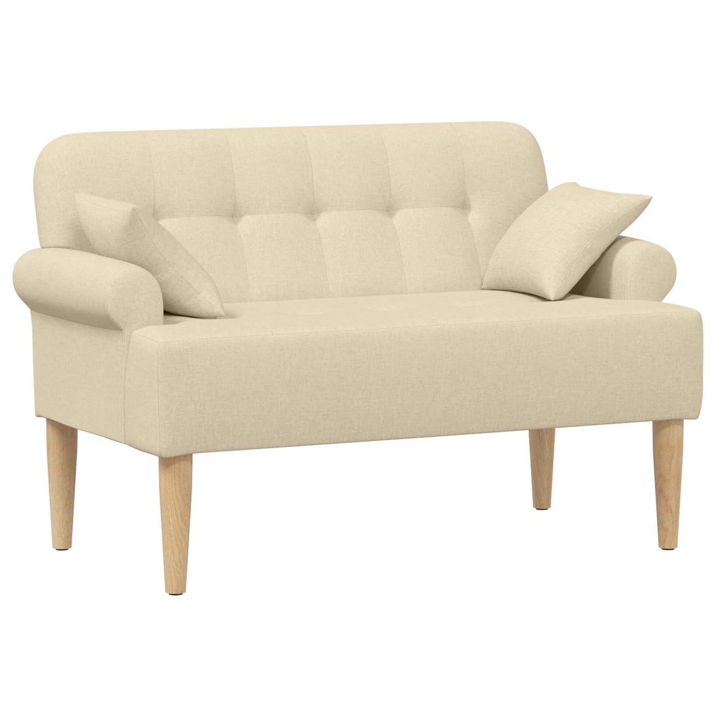 Zweisitzer Mit Knopfheftung Creme 120 X 65 X 79 Cm Stoff