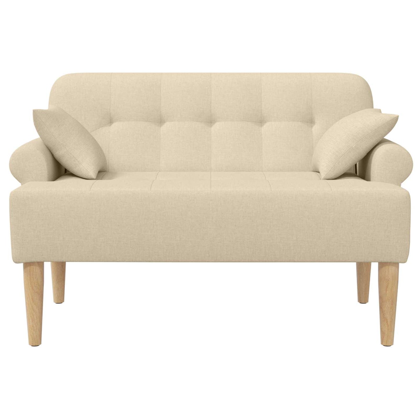 Zweisitzer Mit Knopfheftung Creme 120 X 65 X 79 Cm Stoff