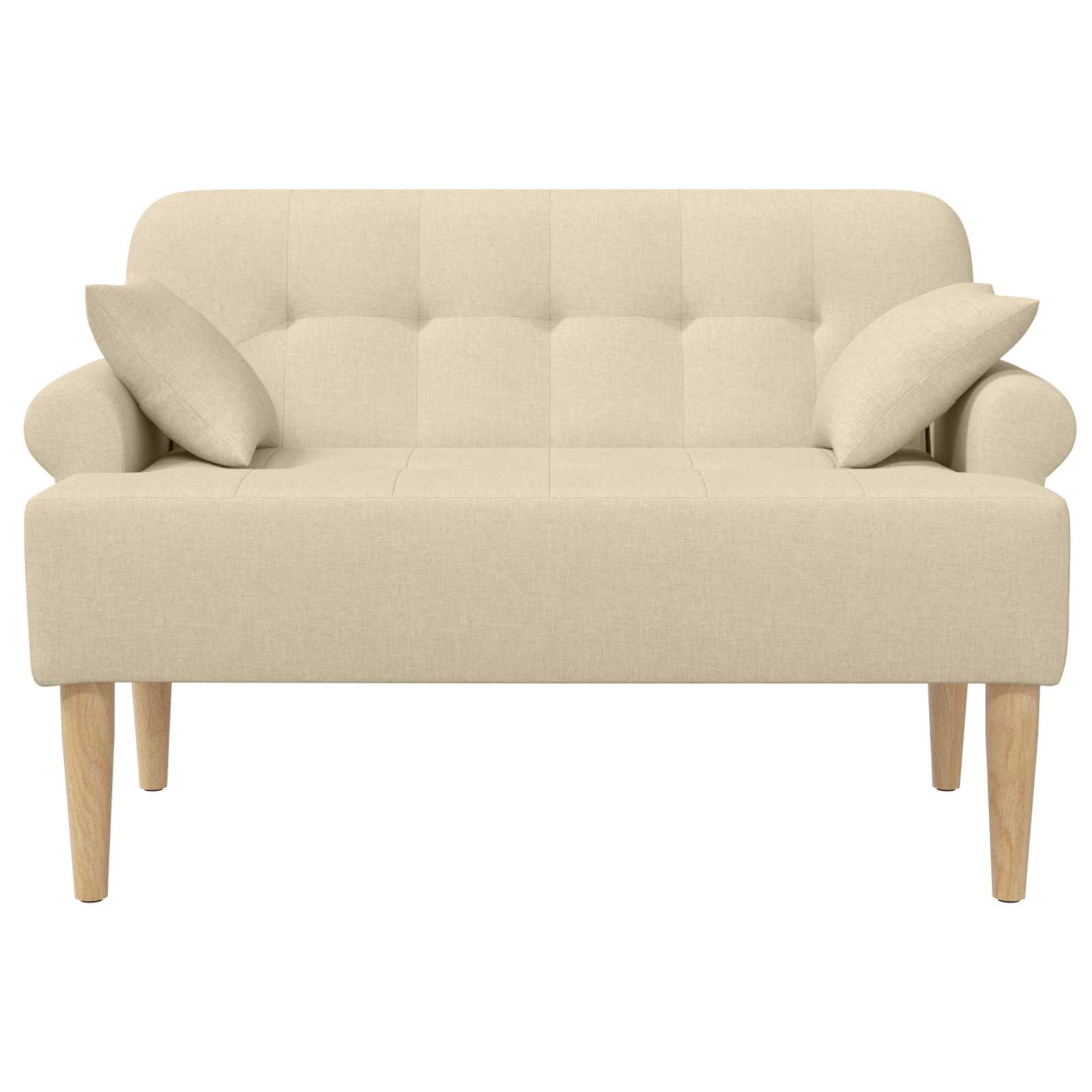 Zweisitzer Mit Knopfheftung Creme 120 X 65 X 79 Cm Stoff