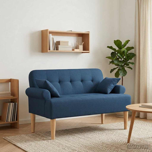 Zweisitzer Mit Knopfheftung Blau 120 X 65 X 79 Cm Stoff