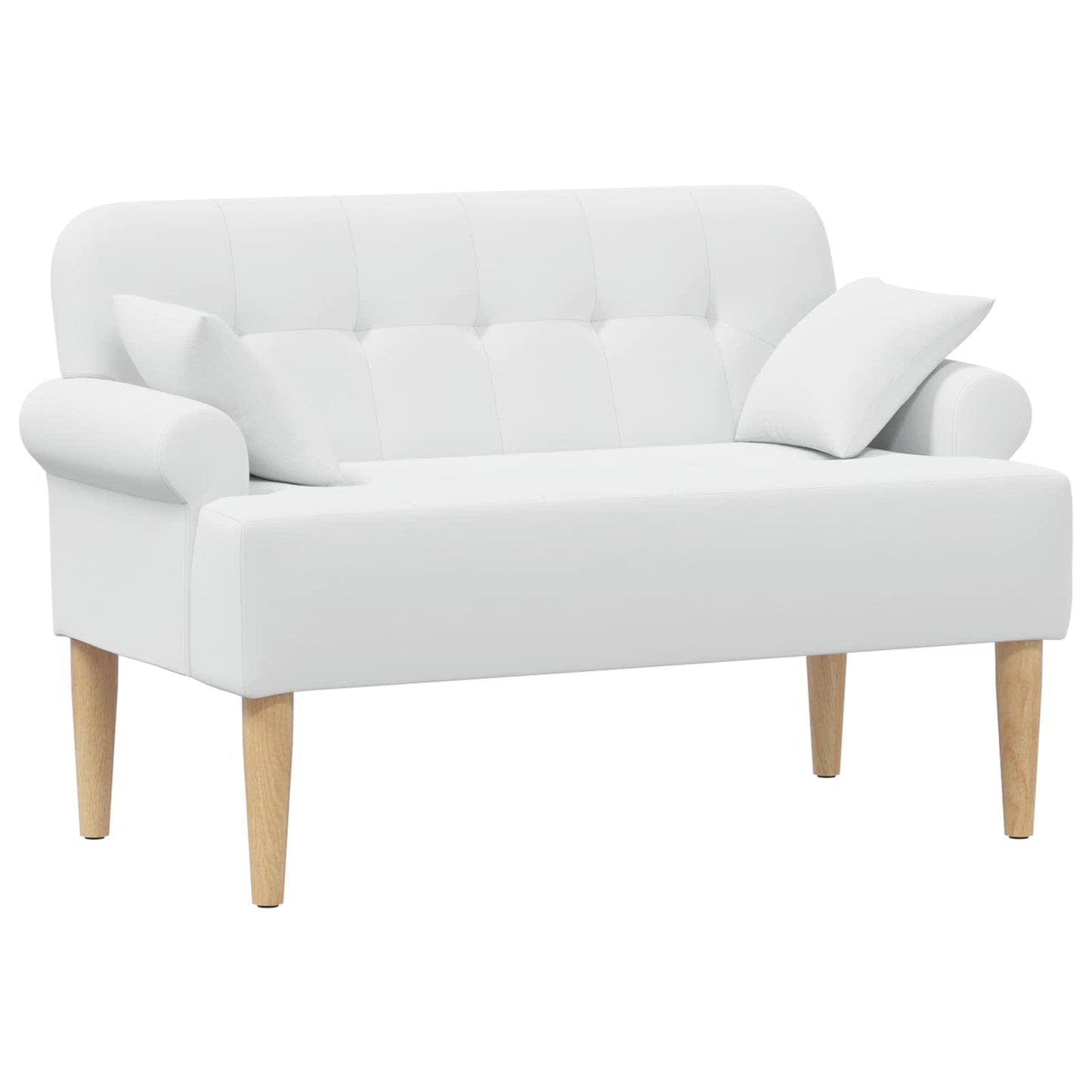 Zweisitzer Mit Knopfheftung Weiß 120 X 65 X 79 Cm Stoff