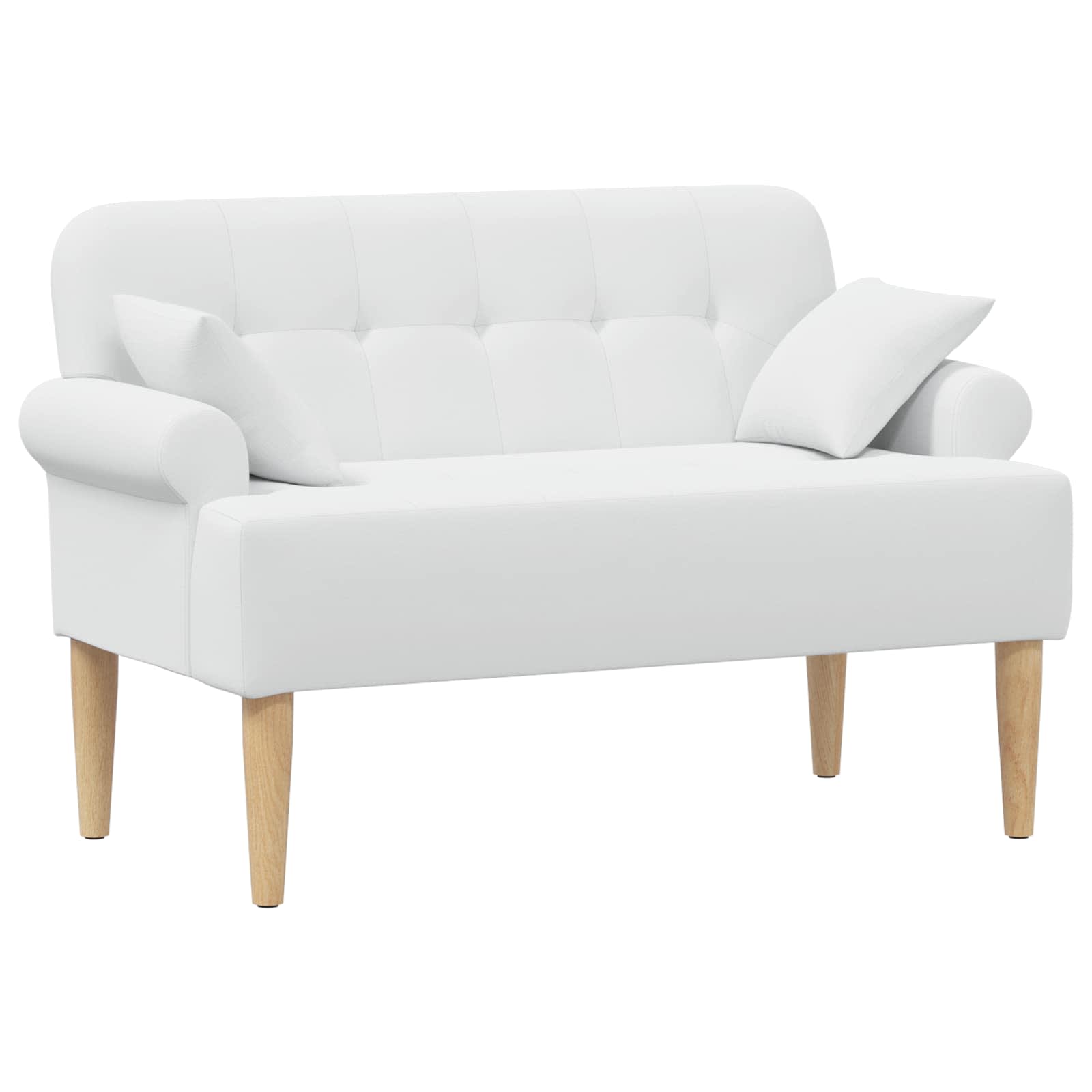 Zweisitzer Mit Knopfheftung Weiß 120 X 65 X 79 Cm Stoff