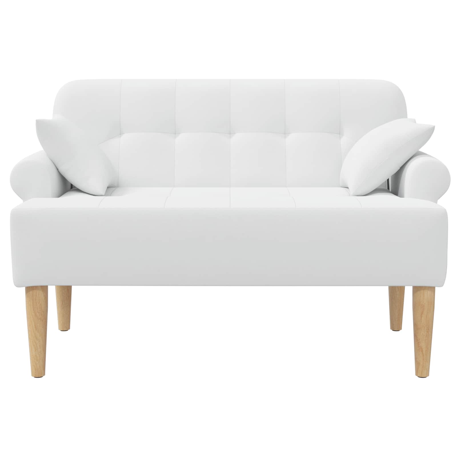 Zweisitzer Mit Knopfheftung Weiß 120 X 65 X 79 Cm Stoff