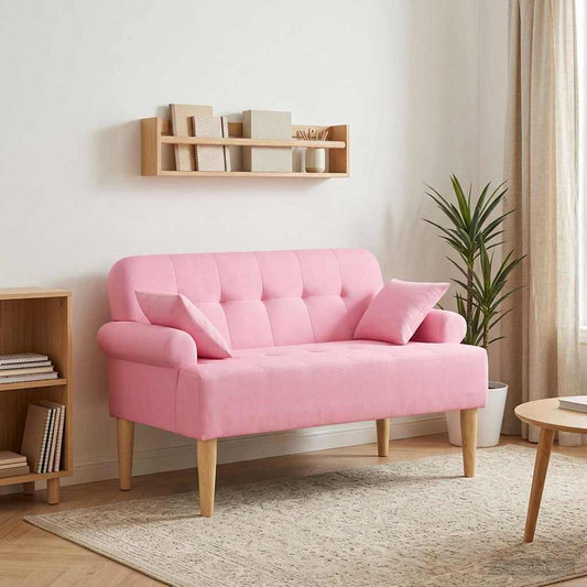 Zweisitzer Mit Knopfheftung Rosa 120 X 65 X 79 Cm Stoff