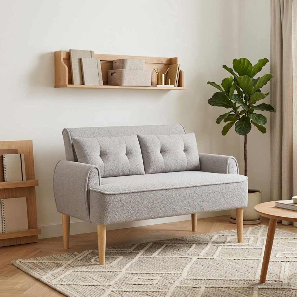 Zweisitzer Mit Knopfheftung 117 X 67 X 77 Cm Bouclé