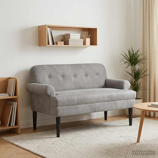 Zweisitzer Mit Knopfheftung Hellgrau 120 X 66 X 78 Cm Samt (V)