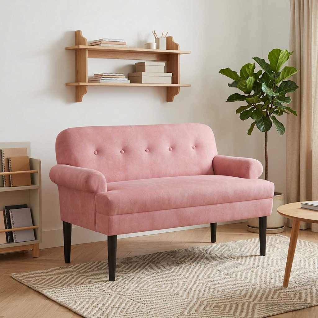 Zweisitzer Mit Knopfheftung Rosa 120 X 66 X 78 Cm Samt (V)