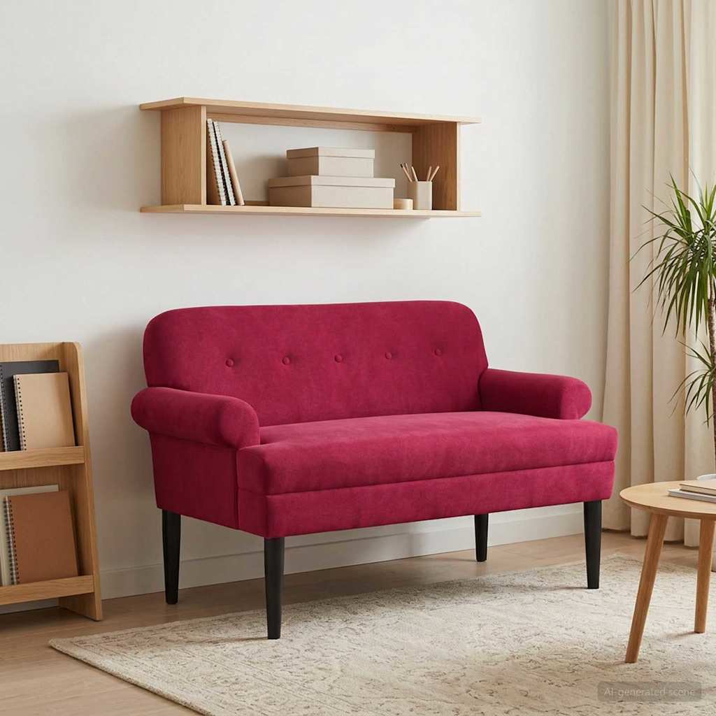 Zweisitzer Mit Knopfheftung Weinrot 120 X 66 X 78 Cm Samt (V)