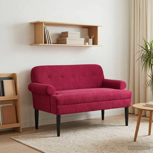 Zweisitzer Mit Knopfheftung Weinrot 120 X 66 X 78 Cm Samt (V)