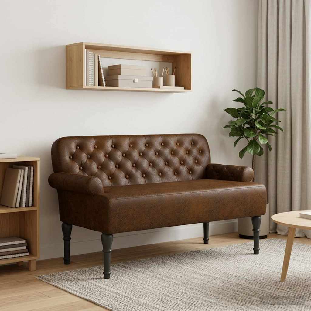 Zweisitzer Mit Knopfheftung Braun 120 X 65 X 78 Cm