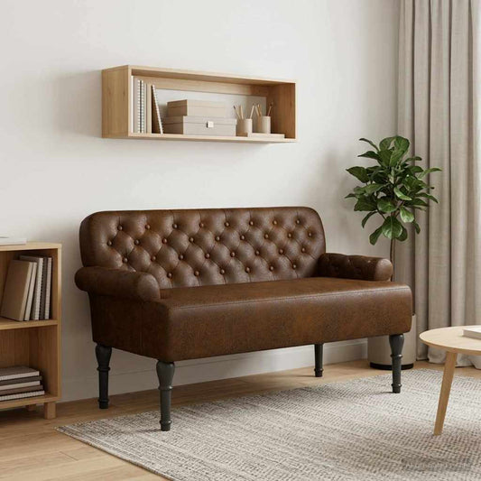 Zweisitzer Mit Knopfheftung Braun 120 X 65 X 78 Cm