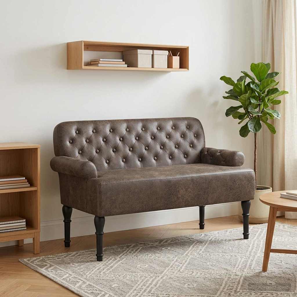Zweisitzer Mit Knopfheftung Dunkelgrau 120 X 65 X 78 Cm