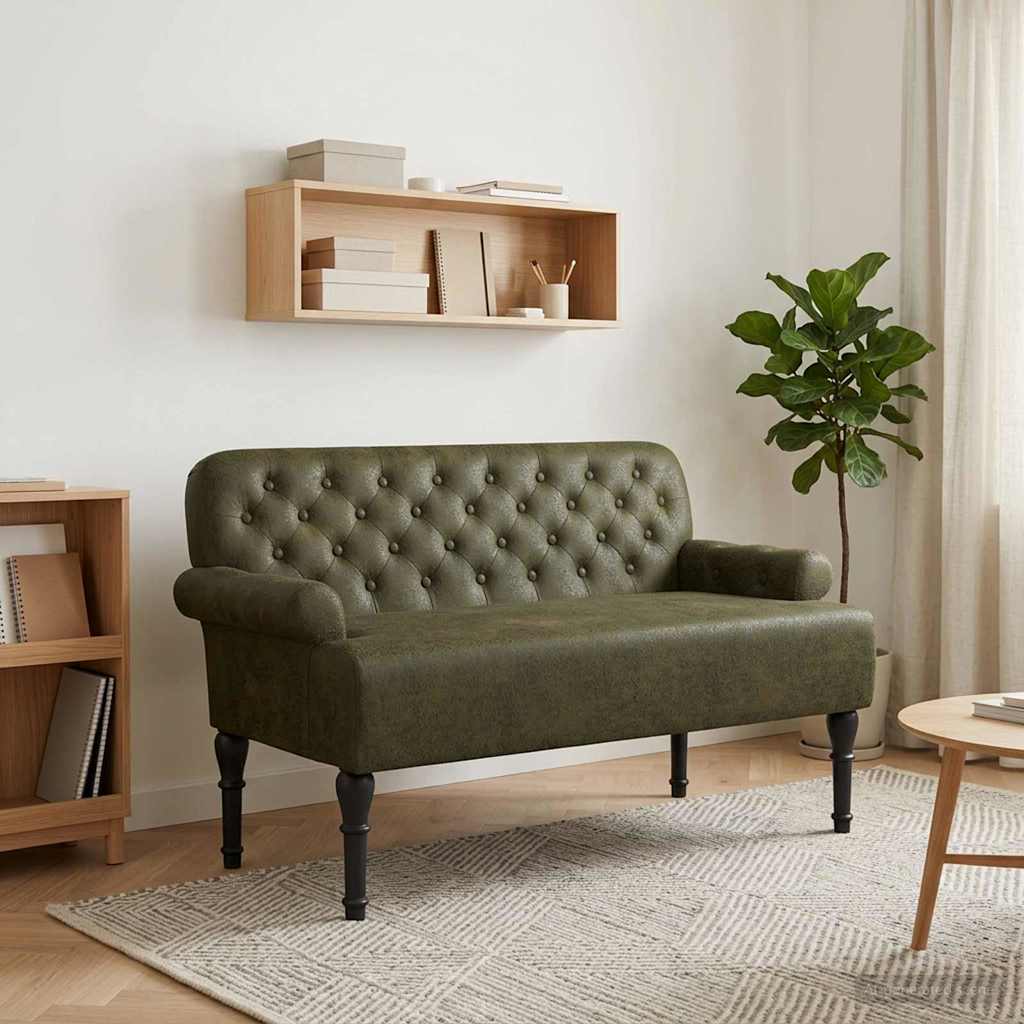 Zweisitzer Mit Knopfheftung Olivegrün 120 X 65 X 78 Cm