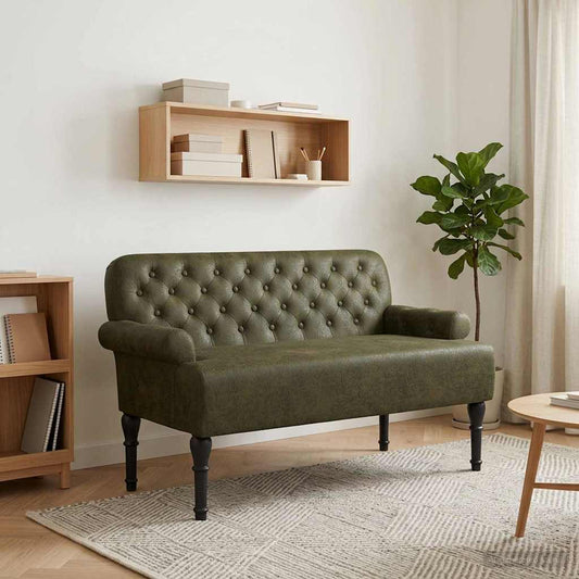 Zweisitzer Mit Knopfheftung Olivegrün 120 X 65 X 78 Cm
