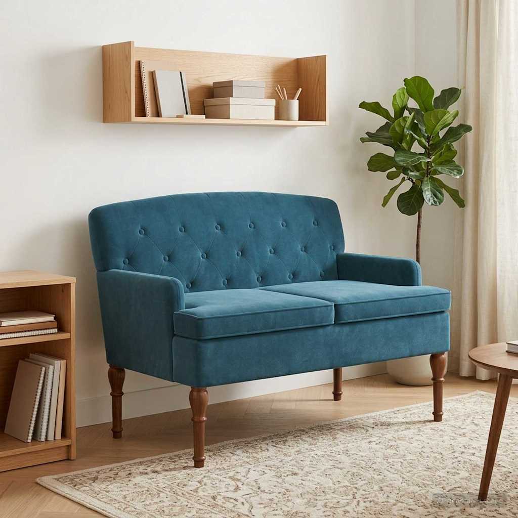 Zweisitzer Mit Knopfheftung 111 X 65 X 79 Cm Samt