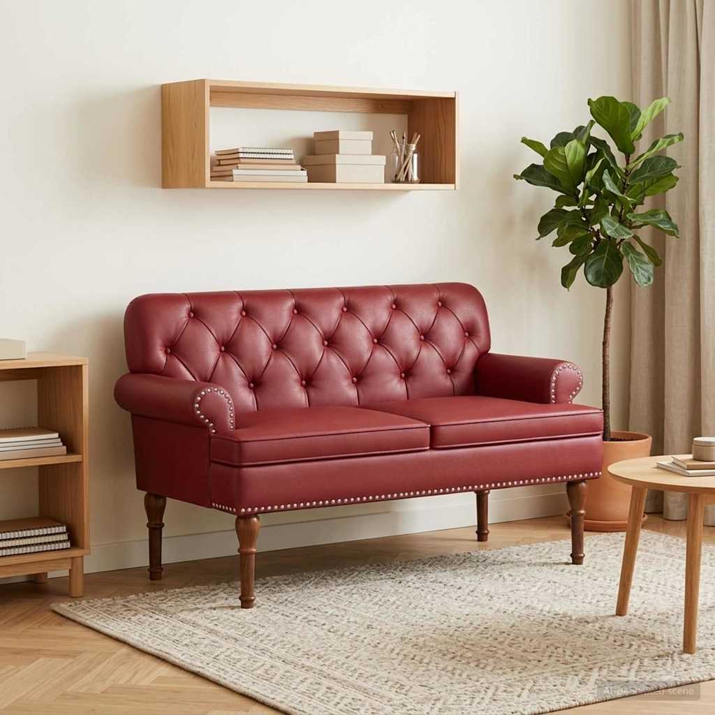 Zweisitzer Mit Knopfheftung 120 X 65 X 77 Cm Kunstleder