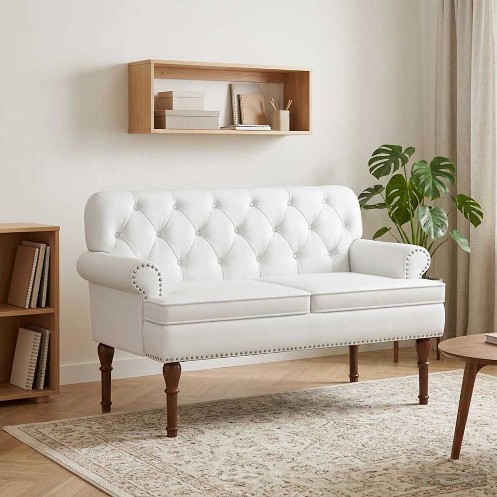 Zweisitzer Mit Knopfheftung 120 X 65 X 77 Cm Kunstleder