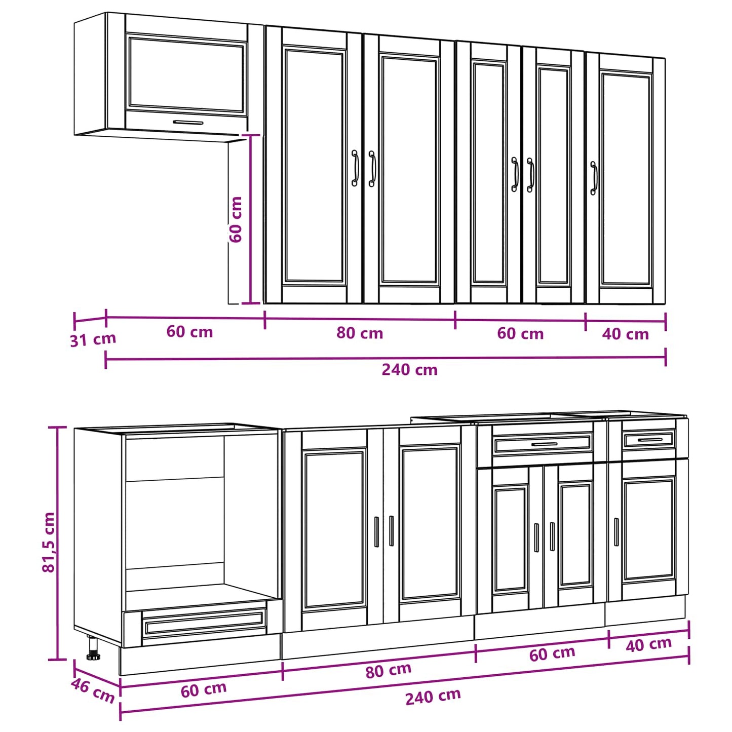 Kücheneinheit Porto 8 Pcs Holzwerkstoff